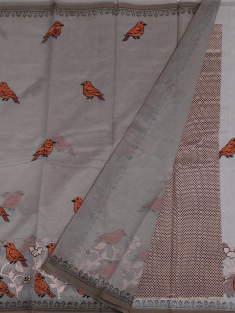 

Pothys Grey & Orange Woven Design Supernet Saree