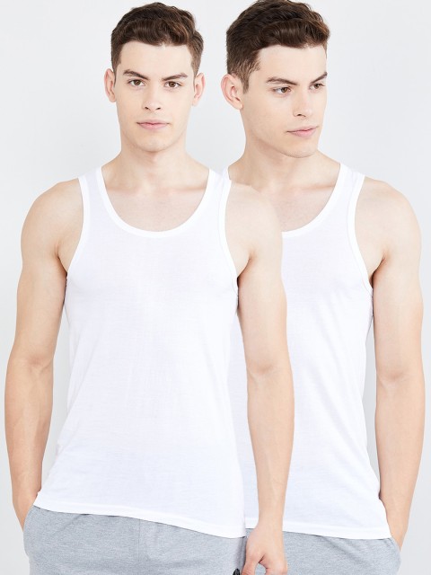 

max Men Pack Of 2 White Solid Innerwear Vests NOOSCSLVWH