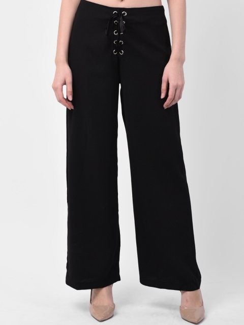 

Latin Quarters Women Black Flared Solid Parallel Trousers