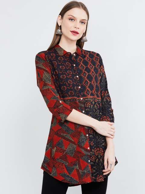 

max Women Maroon & Blue Printed Tunic