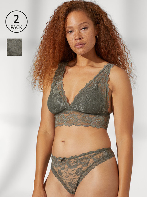 

H&M Green 2-Pack Lace Brazilian Briefs 0611415044