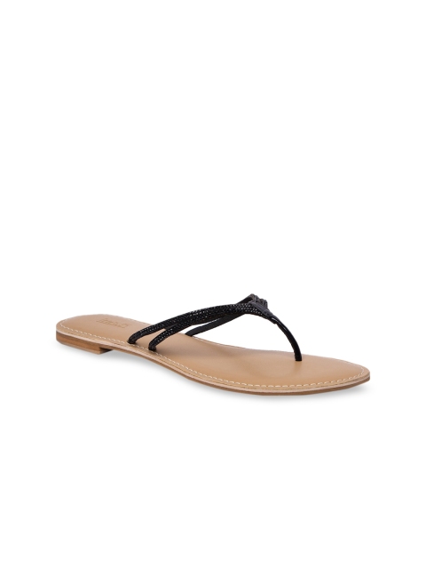 

Inc 5 Women Black Solid T-Strap Flats