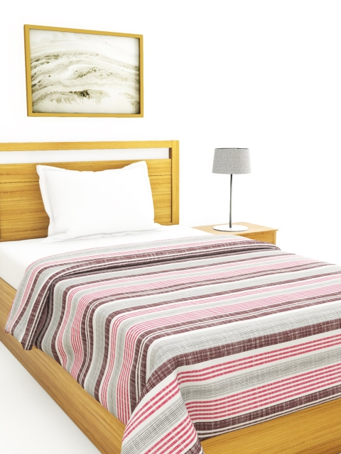 

BIANCA Pink & Grey Striped AC Room 150 GSM Single Bed Comforter