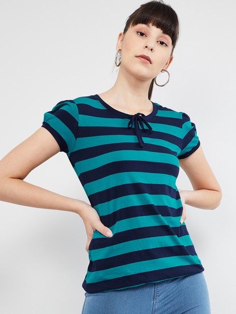 

max Women Teal Striped Top