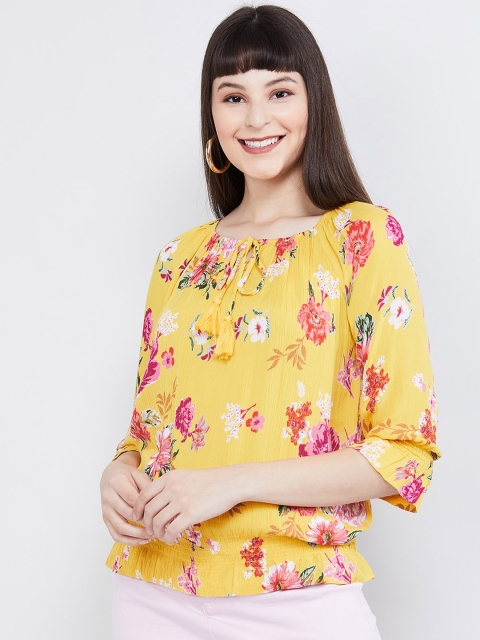 

max Women Yellow Printed Blouson Top
