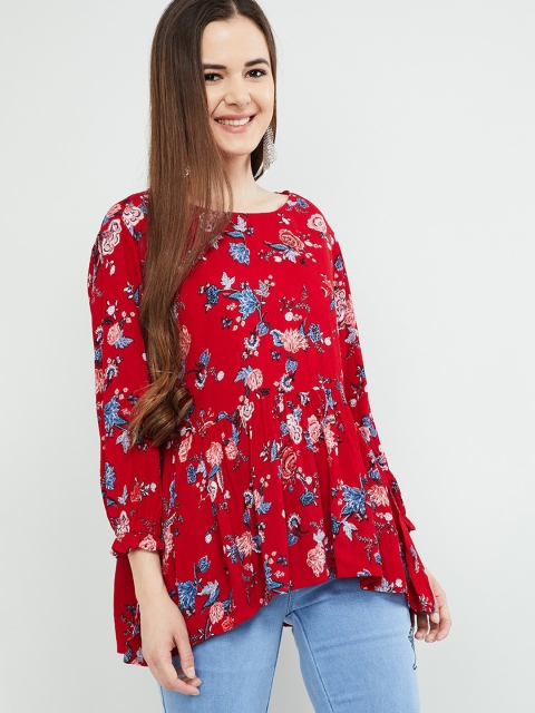 

max Women Red Printed Peplum Top