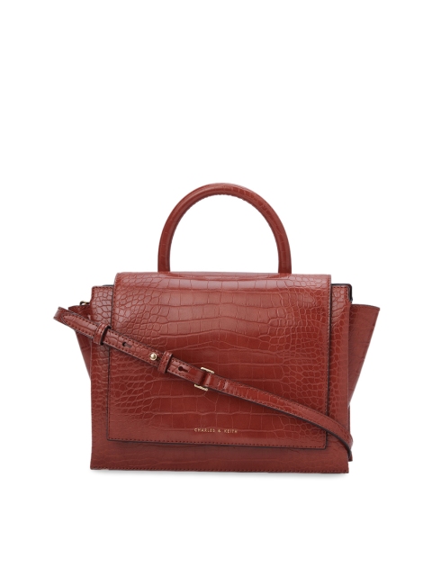 

CHARLES & KEITH Brown Textured Satchel