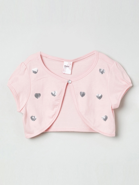 

max Girls Pink Embellished Button Shrug