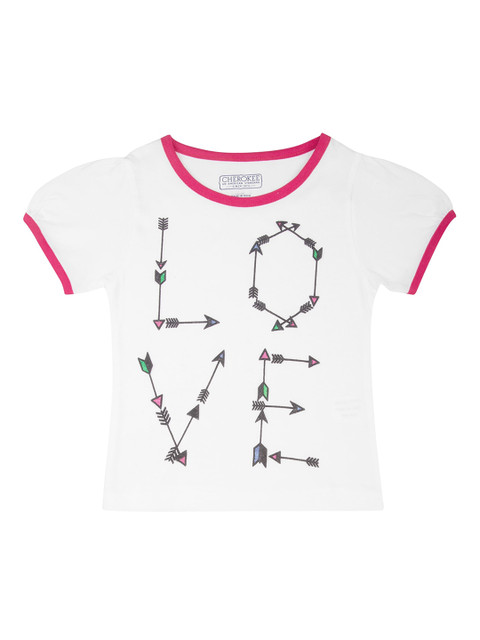 

Cherokee Girls White & Grey Printed Round Neck T-shirt