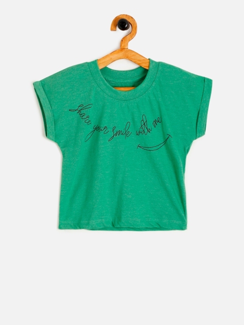 

Aomi Girls Green Printed Round Neck T-shirt