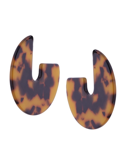

Tistabene Brown & Black Tortoise Shell Retro Plastic Half Hoop Earrings