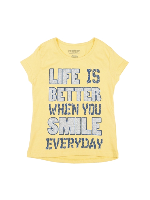 

Cherokee Girls Yellow Printed Round Neck T-shirt