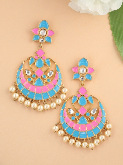 

Tistabene Gold-Plated & Blue Floral Chandbalis