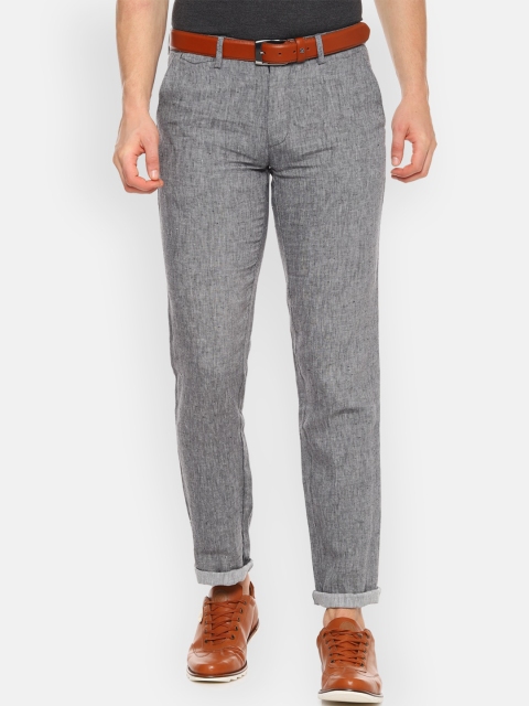 Louis Philippe Sport Men Grey Slim Fit Solid Regular Trousers