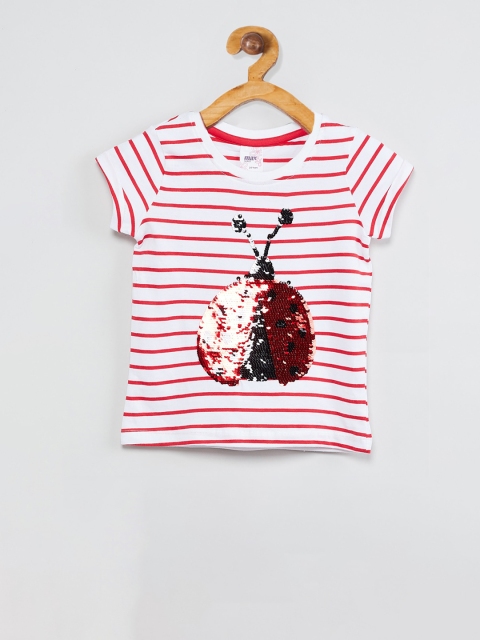 max Girls Pink Striped Sequinned Top