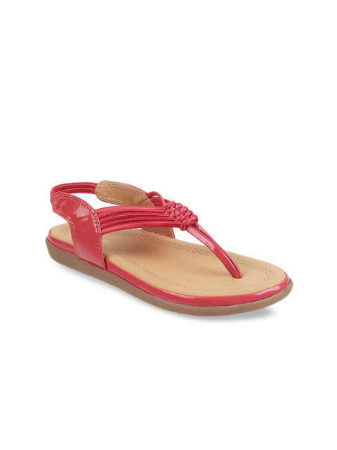 

WALKWAY Women Peach-Coloured Solid Open Toe Flats