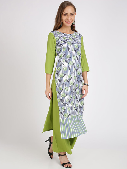 

Silk Bazar Women Green Printed Kurta with Palazzos