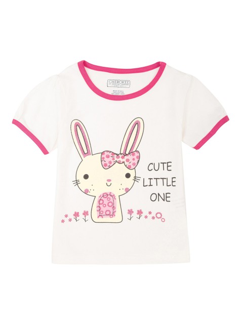 

Cherokee Girls Off-White Printed Round Neck T-shirt