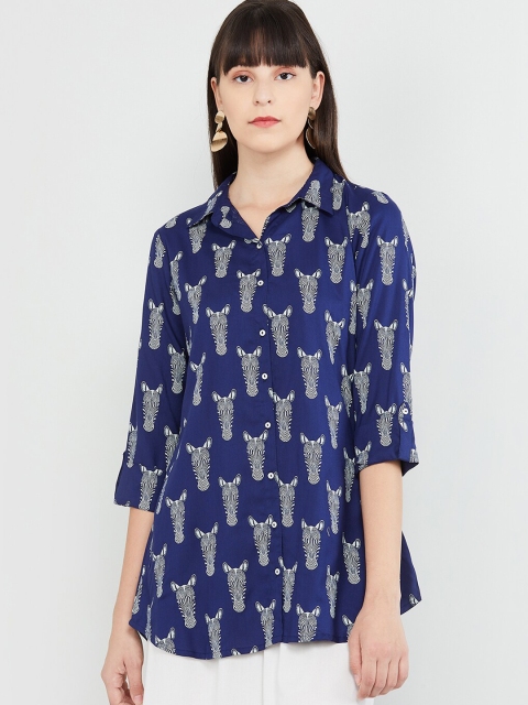 

MAX Women Blue Printed Tunic