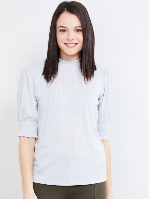 

max Women Blue Self-Striped Top