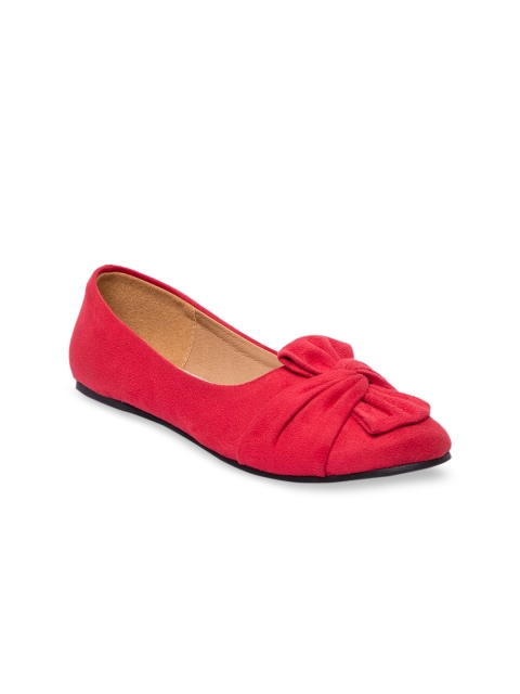 

Inc 5 Women Red Solid Synthetic Suede Ballerinas