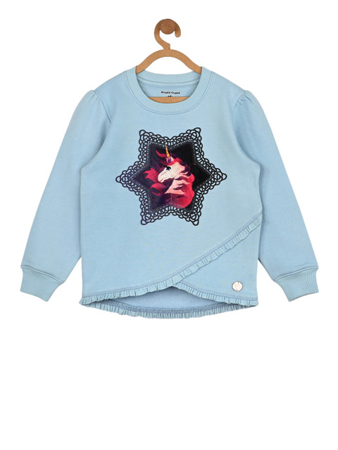 

Stupid Cupid Girls Blue Printed Sweatshirt