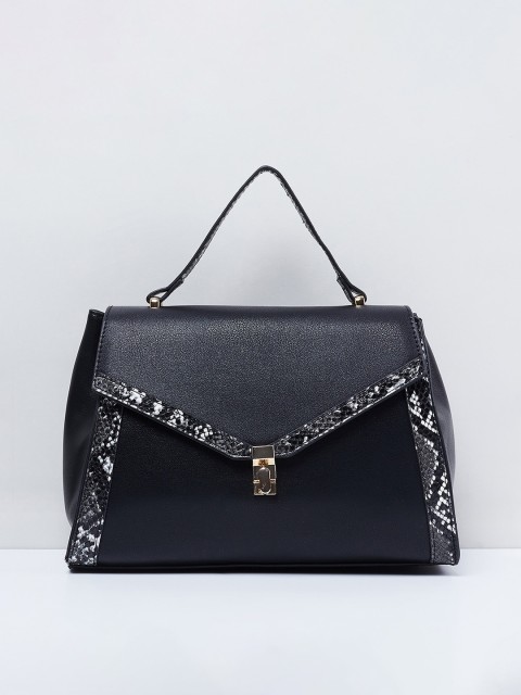 

max Black Solid Satchel