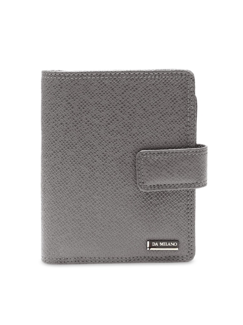 

Da Milano Women Grey Textured Leather Two Fold Wallet