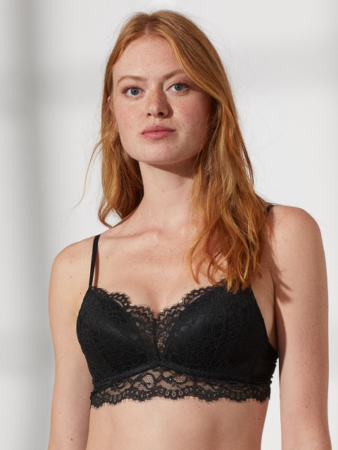 

H&M Women Black Non-Wired Lace Push-Up Bra 0894760001