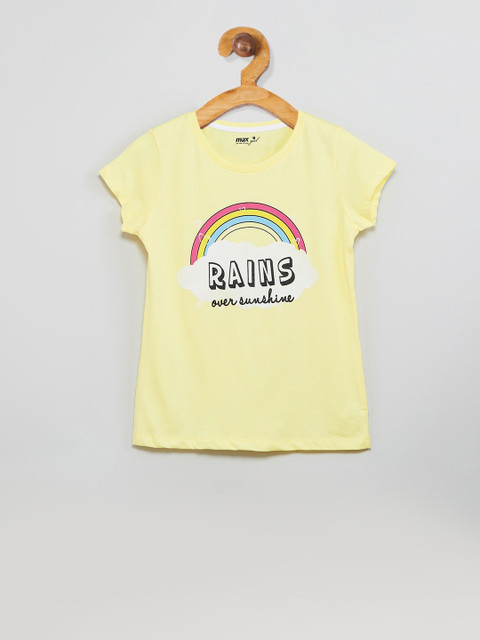 

max Girls Yellow Printed Top