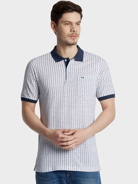 

ColorPlus Men White & Blue Printed Polo Collar T-shirt
