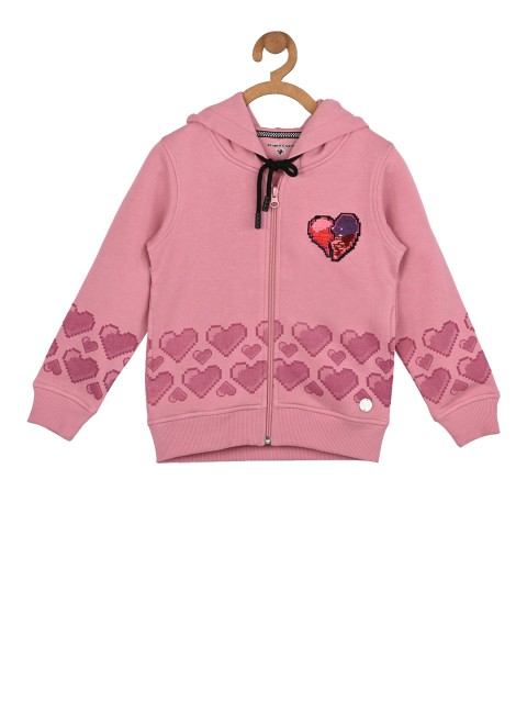 

Stupid Cupid Girls Pink Printed Hooded Sweatshirt