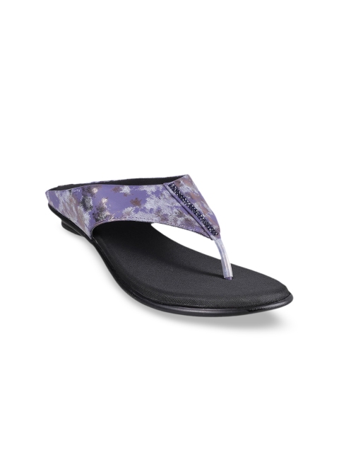 

WALKWAY Women Blue Printed T-Strap Flats