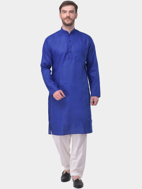 

SG LEMAN Men Blue Solid Kurta with Pyjamas