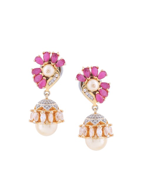 

Tistabene Gold-Plated & Pink Floral Drop Earrings