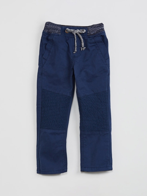 

max Boys Navy Blue Regular Fit Solid Trousers