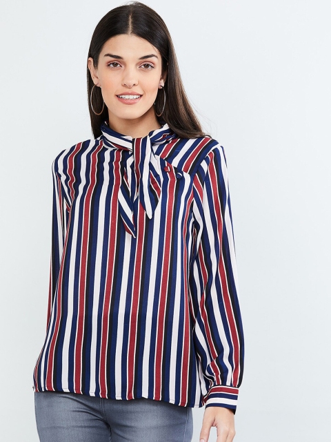 

max Women White Striped Top