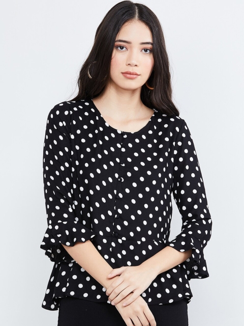 

max Women Black Printed Peplum Top