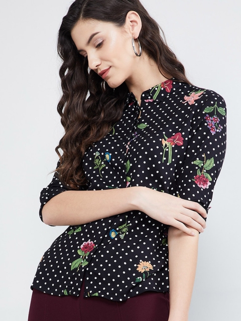 

max Women Black Regular Fit Printed Casual Shirt