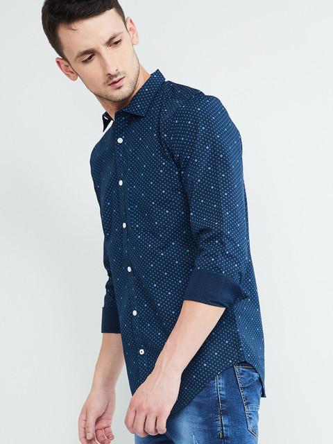 

max Men Blue Regular Fit Printed Casual Shirt