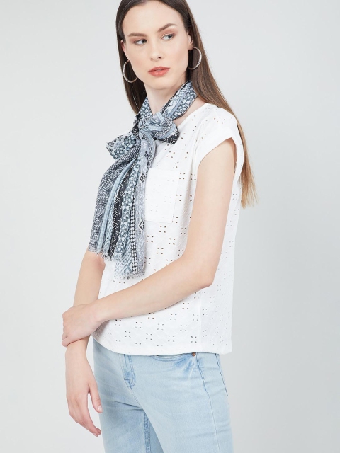 

max Women Blue Printed Scarf
