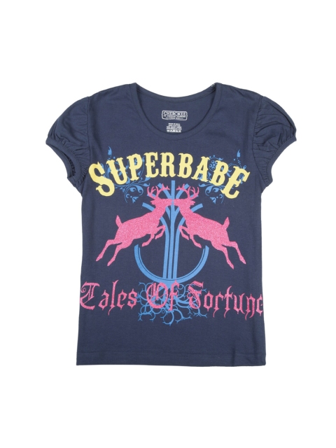 

Cherokee Girls Blue Printed Round Neck T-shirt