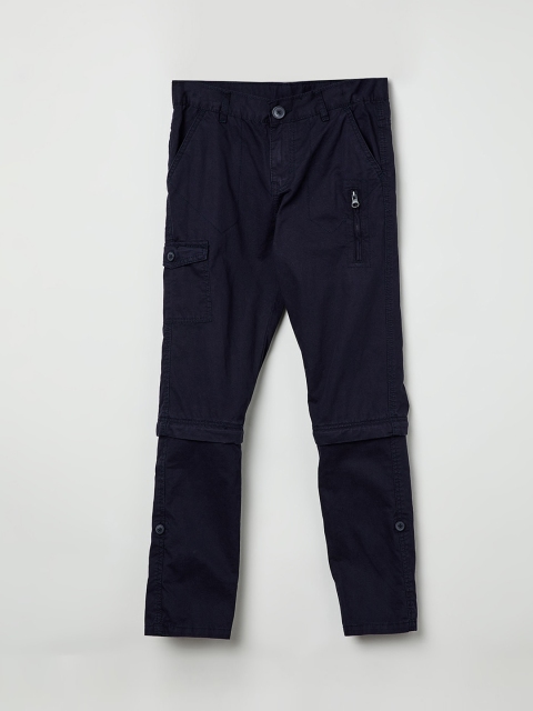 

max Boys Navy Blue Regular Fit Solid Cargos