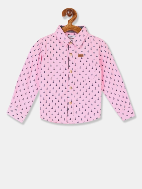 

Donuts Boys Pink & Navy Blue Regular Fit Printed Casual Shirt