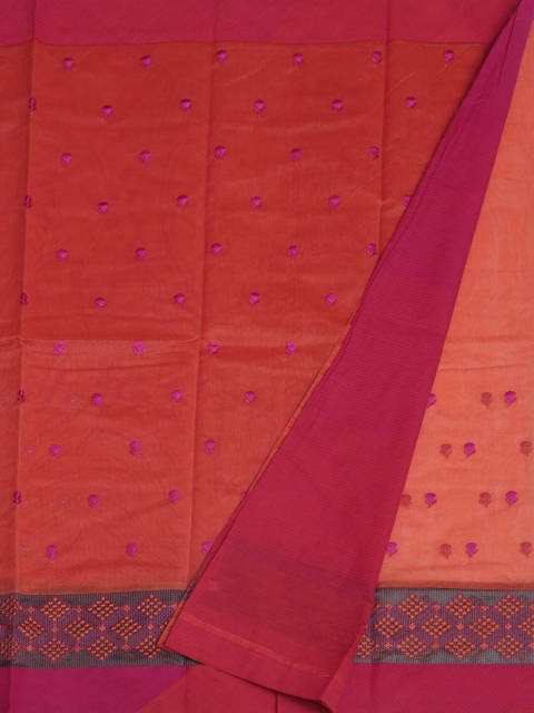 

Pothys Orange Embroidered Supernet Cotton Saree