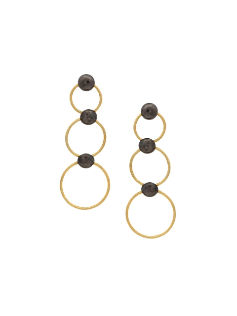 

Tistabene Gold-Plated & Black Circular Drop Earrings