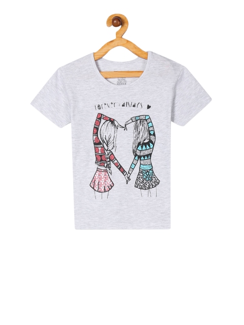 

Cherokee Girls Grey & Black Printed Round Neck T-shirt