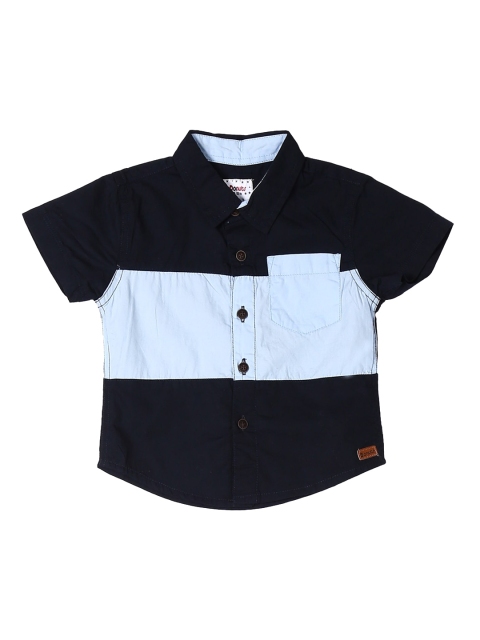 

Donuts Boys Navy Blue & Blue Regular Fit Colourblocked Casual Shirt