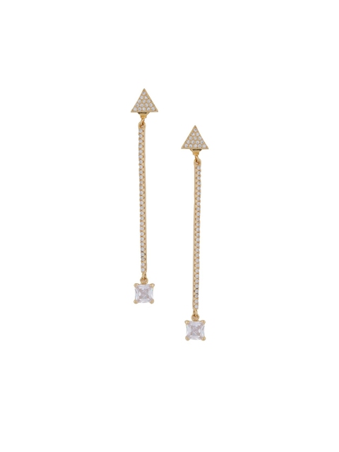 

Tistabene Gold-Plated & White Contemporary Drop Earrings