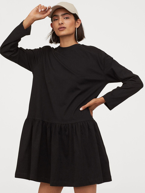 

H&M Women Black Solid Cotton Jersey Dress